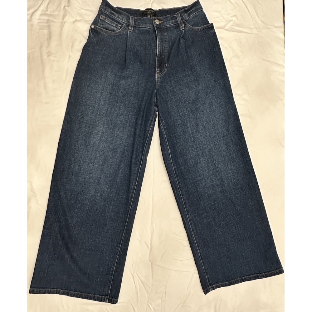 Banana Republic Wide Leg Pleated Jeans Size 29 8 Dark Wash Trouser Washwell